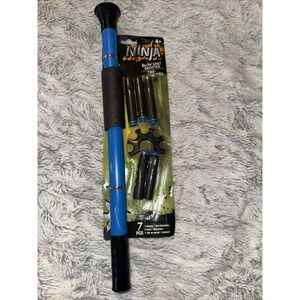 New Ninja Soft Blow Dart Shooter 7 Pcs ! Shooter 5 Darts 1 Clip bLue Ages 4+